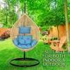 Rattan Egg Single Seater 6 Star Swing Chair Blue