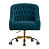 Doe Buck Clemence Modern Teal Tufted Velvet Office Chair