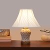 Devansh Off-White Cotton Shade Cross Pleated Lamp With Wood & Mosaic Glass Base For Decoration/Office/Home/Gifting/Study For Decoration/Office/Home/Gifting/Study