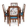 Globally Indian Sheesham Wood 4 Turning Leg Seater Dining Table Set With Upholstered Chairs – Wooden Dining Room Furniture For Home"