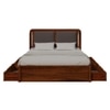 Lotus Solid Wood King  Size Upholstered Bed With Drawer Storage (Honey Oak Finish)