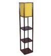 Brown Square Floor Lamp with Yellow Shade
