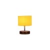 Merlin Yellow cotton table lamp with brown wood base