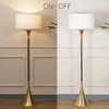Colorado Single Light Floor Lamp In Black & Brass Finish With Cotton Fabric Shade
