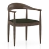 Dara Solid Wood Dining Armchair In Danish Walnut Finish and Olive Leatherette Colour