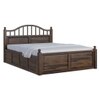 Syan Solid Wood Queen  Size Upholstered Bed With Hydraulic Storage (Provincial Teak Finish)