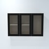 Aluminium Black Profile 3 Fluted Glass Handless Shutters Wall Cabinet In Highland Pine Finish