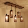 Casa 5 Series Brown Solid Wood Cluster Hanging Light