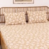Genda Phool 1 Double Bed Sheet & 2 Pillow Covers + 1 Double Dohar with Beige colour