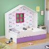 Little Hut Bed  6X3 ( Drawers On Wheels) In White & Purple Colour