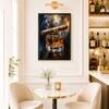 The Castle Decor Cigar Whiskey Glass Wall Art Framed Painting 20x30 Inch