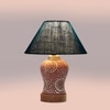 Devansh Conical Turquoise Jute Shade Lamp With Wood & Mosaic Glass Base For Decoration/Office/Home/Gifting/Study For Decoration/Office/Home/Gifting/Study -(10X10X14.5) Inches -A