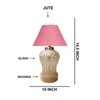 Devansh Conical  Pink Jute Shade  Lamp With  Wood & Mosaicglass Base For Decoration /Office/Home/Gifting/Study For Decoration /Office/Home/Gifting/Study -(10X10X14.5) Inches -