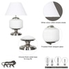 RAMZI Chrome Finish Metal And Frosted White Glass Table Lamp With White Cotton Shade