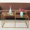 Valentino Clear Glass Bunching Coffee Table In Dark Gold Finish