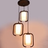 Eliante 3-Light Pendant Hanging Light In Champaign Finish, Mild Steel And Wood With Glass Shade