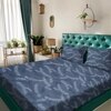 Dark Blue Floral 180 TC Flat 1 Queen  Bedsheet with 2 Pillow Covers
