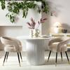 Velin Round Solid Mango Wood Pedestal Dining Table Washed White