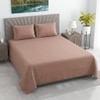 Odin Tan Shade Solid Plain 400 TC Cotton Satin Flat Super King Size Bedsheet with 2 Pillow Covers – Threads