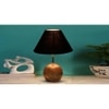 Black cotton with Natural Wood Table Lamp