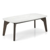 Lunar Rectangular Solid Wood and Carrara White Marble Coffee Table In Danish Walnut Finish