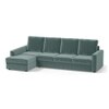 Apollo Sofa (Colour : Dusty Turquoise Velvet, Cushion : Soft, Back Type : High Back, Seating Capacity : Left Aligned 3 Seater + Left Aligned Chaise + Ottoman)