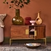 Banner Solid Wood Small TV Unit in Brown Colour