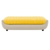Marko Velvet 2 Seater 5 Feet Ottoman Bench in Yellow & Cream  Color