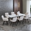 Aeris Ceramic 6 To 8 Seater Extendable Dining Table With 6  Bren Dining Chairs (Finish : Gilded White, Chair Colour : Ivory)