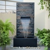 4Ft Tall Cascading Stone Wall Decoration With Led Lights Fountain