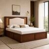 Reva Solid Wood Compact Queen Bed Hydraulic Storage Provincial Teak Finish Mattress 60 x 72 Inches