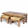 Irish Sheesham Wood 2 Seater Coffee Table Set In Teak Finish
