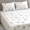 Bani White Floral 400 TC Cotton Flat Double Queen Size Bedsheet with 2 Pillow Covers – Threads