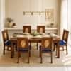 Globally Indian Elodie Solid Sheesham Wood 6 Seater Dining Table Set 6 Chairs Navy Blue