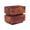 Cnc Solid Wood Bedside Table in Teak Finish