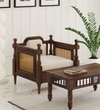 Rattan Solid Wood 1 Seater Sofa in Provincial Teak Finish