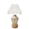 Devansh Vintage Off White Cotton Shade  Lamp With  Wood & Mosaic Glass Base For Decoration /Office/Home/Gifting/Study For Office/Home/Gifting -(12X12X16.5) Inches -