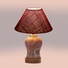 Devansh Conical Maroon Jute Shade Lamp With Wood & Mosaic Glass Base For Decoration/Office/Home/Gifting/Study For Decoration/Office/Home/Gifting/Study -(10X10X14.5) Inches -A