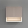 2 Door Mirror Glossy Triple Layered Uv Resistant Handless Cabinet  In Mocha Finish