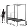 Perryn Four Poster Metal Non Storage Single Bed in Satin Black Finish