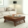 Bradford Sheesham Wood Contemporary Square Foldable Coffee Table In Natural Teak Finish