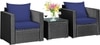 Carry Bird Wicker Patio Furniture Outdoor Balcony Chairs In Black And Navy Blue Colour