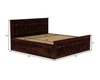 Moglis Solid Wood King  Size Bed With Box Storage Bed Walnut In Finish