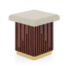 Gabriele Onyx Composite and Teak Wood Square Side Table In Dark Teak Finish