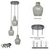 Alita 3-Light Smoke Lustere Glass And Black Metal Cluster Pendant