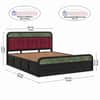 Yashika Solid Wood King Size Hydrulic Storage Bed In Black Finish (Burgundy Red Fabric) (72 - 78 inch)