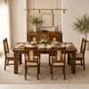 Globally Indian Corinne Solid Sheesham Wood 6 Seater Dining Table Set 6 Chairs Beige