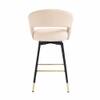 Doe Buck Mixoy Velvet Bar Stool in Emerald Beige Colour with Gold Accents