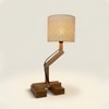 Flex Brown Wooden Table Lamp with Yellow Printed Fabric Lampshade