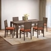 Atlas Crest Storage Solid Wood 6 Seater Dining Table With 6 Atlas Dining Chairs (Finish : Danish Walnut, Chair Colour : Burnt Orange)